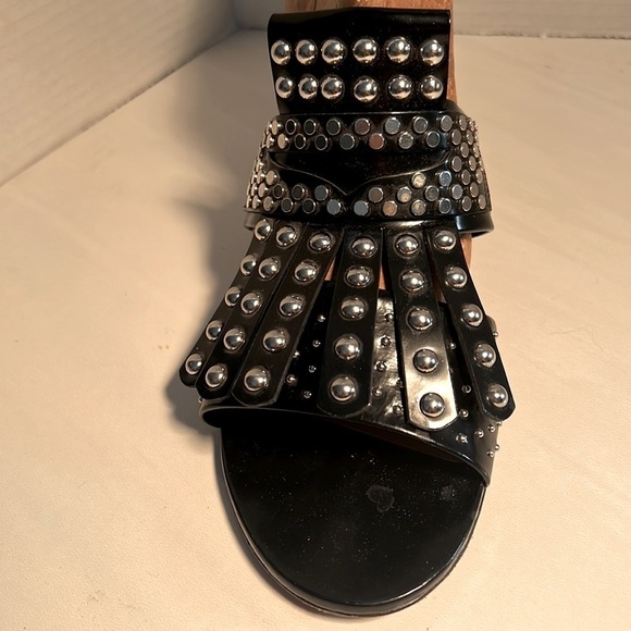 Clergerie Black Studded Slip-on worn at flat W7.5 - Picture 4 of 8